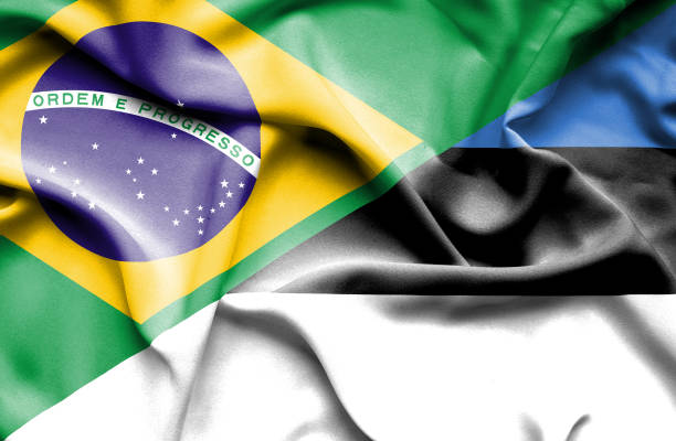 istock Waving flag of Estonia and Brazil 666713856