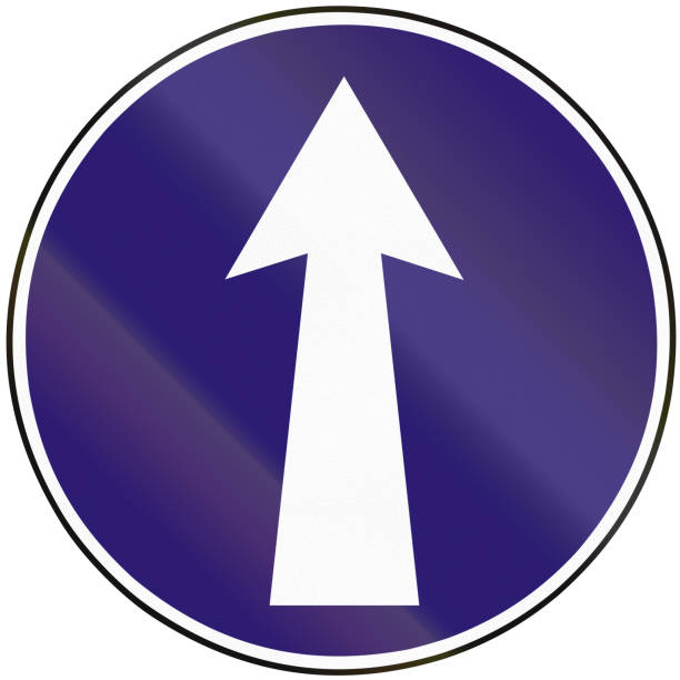 istock Road sign used in Slovakia - Mandatory direction straight 666714094