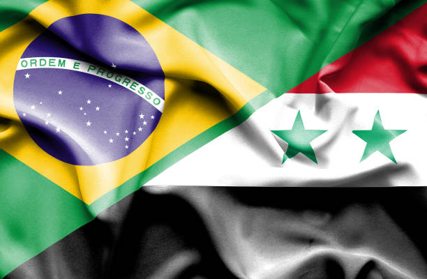 istock Waving flag of Syria and Brazil 666714200