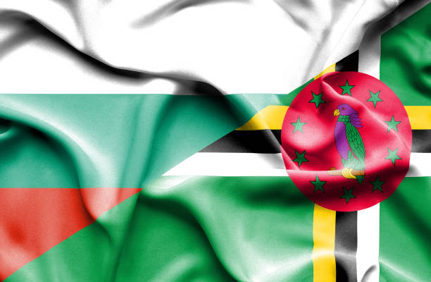 istock Waving flag of Dominica and Bulgaria 666714428