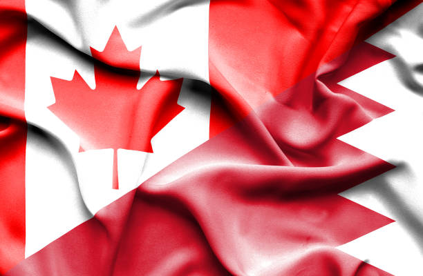 istock Waving flag of Bahrain and Canada 666717560