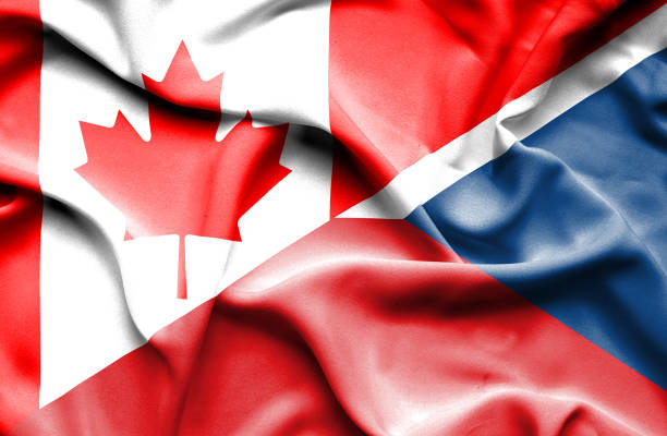 istock Waving flag of Czech Republic and Canada 666717648
