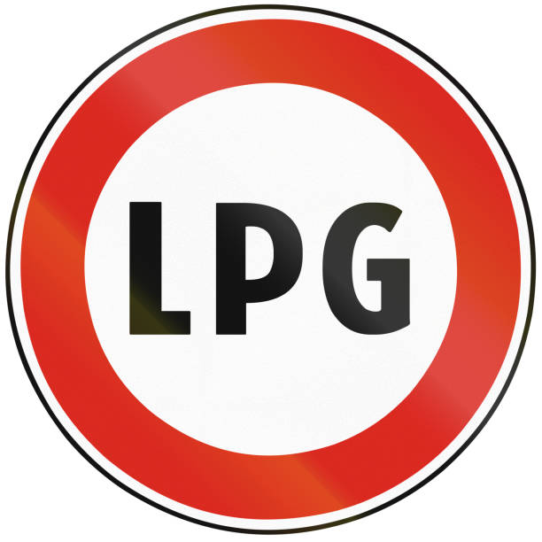 istock Road sign used in Slovakia - No transit transport LPG 666717670
