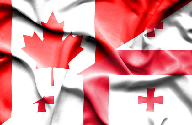 istock Waving flag of Georgia and Canada 666717702