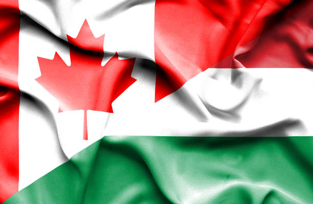 istock Waving flag of Hungary and Canada 666717732