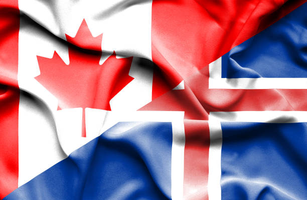 istock Waving flag of Iceland and Canada 666717736