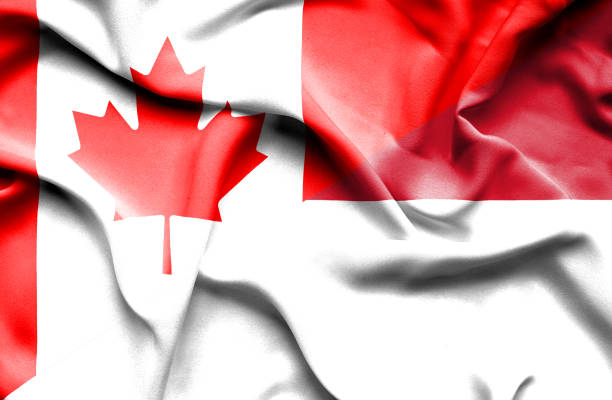 istock Waving flag of Indonesia and Canada 666717786