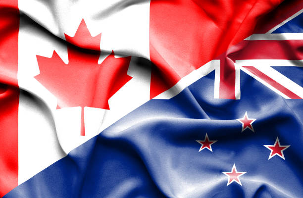 istock Waving flag of New Zealand and Canada 666717910
