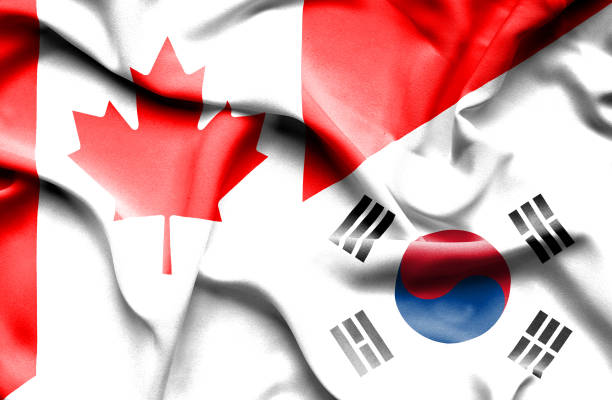 istock Waving flag of South Korea and Canada 666718056