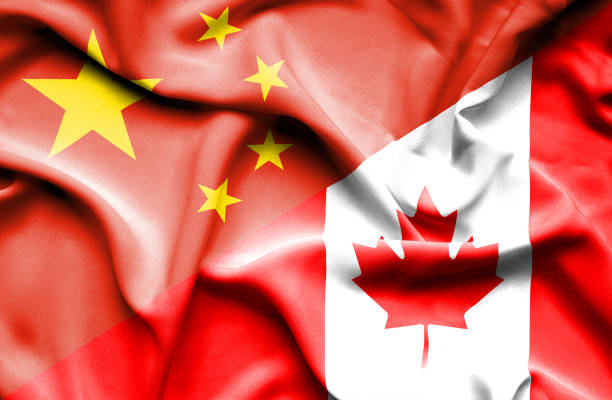 istock Waving flag of Canada and China 666723136