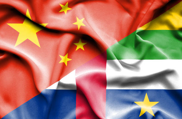 istock Waving flag of Central African Republic and China 666723152