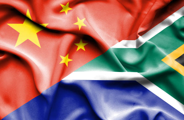 istock Waving flag of South Africa and China 666723546