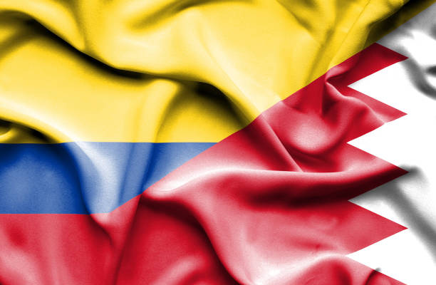 istock Waving flag of Bahrain and Columbia 666723696