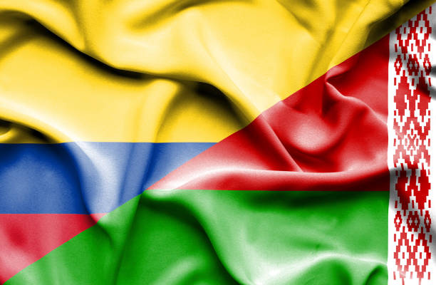 istock Waving flag of Belarus and Columbia 666723714