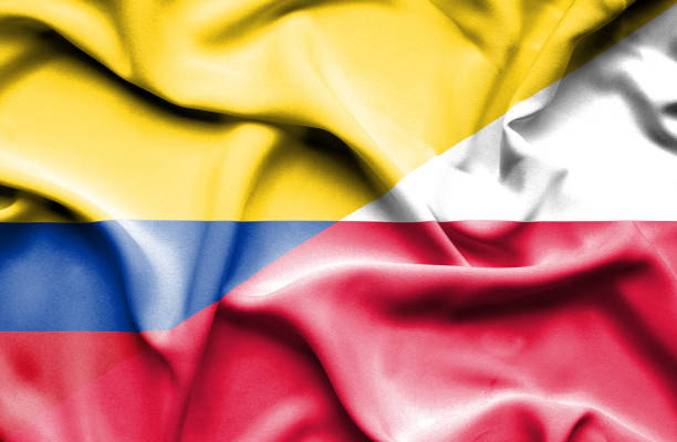istock Waving flag of Poland and Columbia 666724262