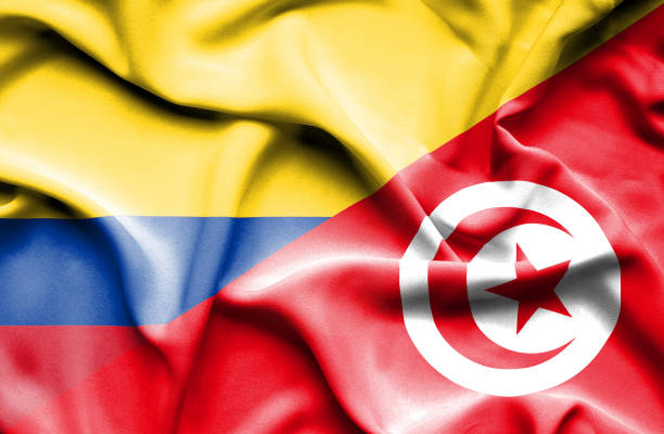 istock Waving flag of Tunisia and Columbia 666724410
