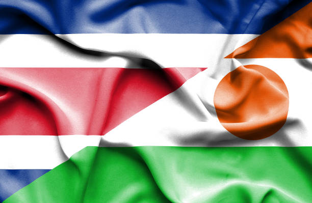 istock Waving flag of Niger and Costa Rica 666724940