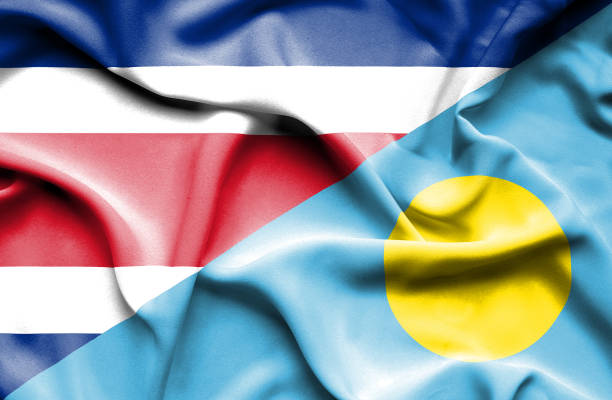 istock Waving flag of Palau and Costa Rica 666724952