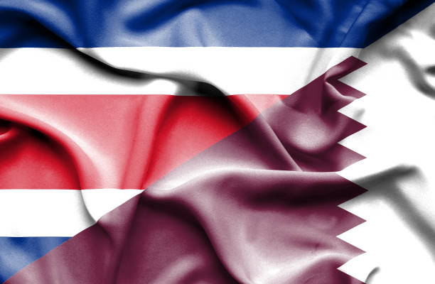 istock Waving flag of Qatar and Costa Rica 666724974