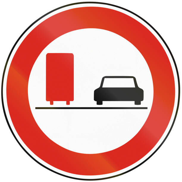 istock Road sign used in Slovakia - No overtaking for lorries 666727512