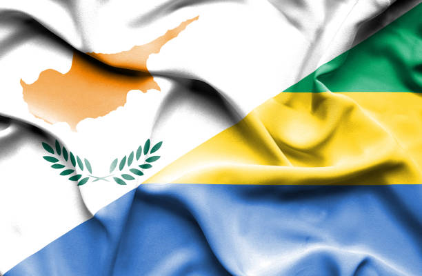 istock Waving flag of Gabon and Cyprus 666728334