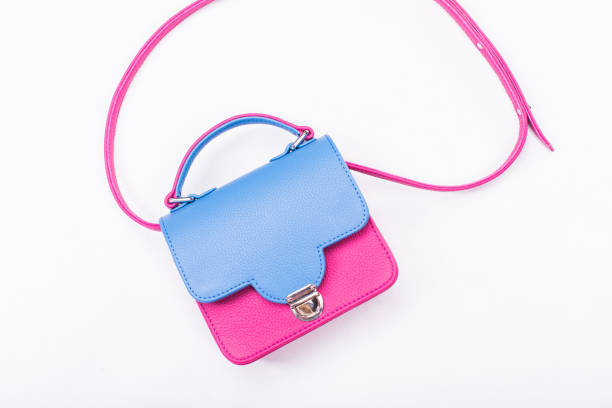 istock Womans handbag in blue and pink colors 666732006