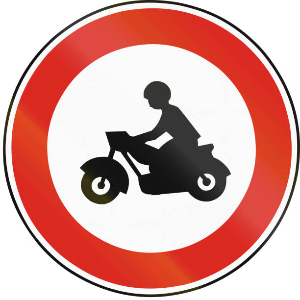 istock Road sign used in Slovakia - No motorcycles 666737458