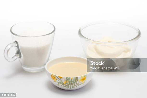 Chantilly Cream Ingredients Stock Photo - Download Image Now - Condensed Milk, Colombia, Cooking