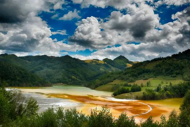 Photo of Pollution of a lake with contaminated water from a gold mine