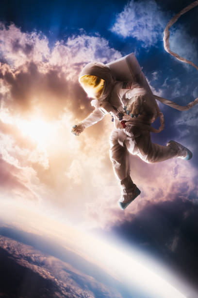 istock Astronaut floating in the atmosphere 666747426