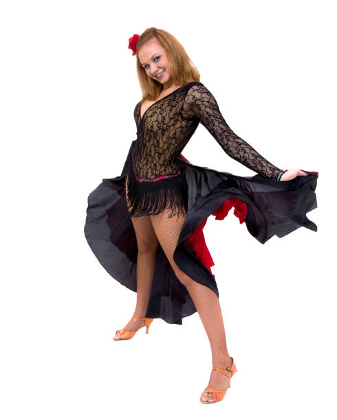 istock young woman dancing, isolated in full body on white 666748288