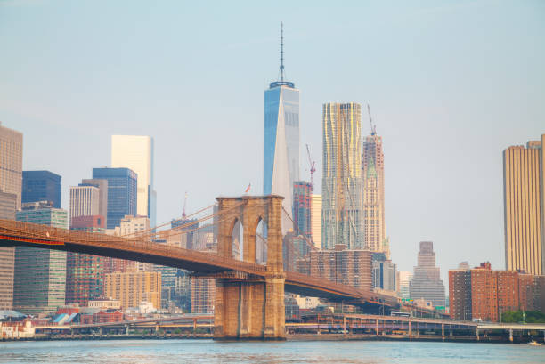 istock Lower Manhattan cityscape with the Brooklyn bridge 666754140