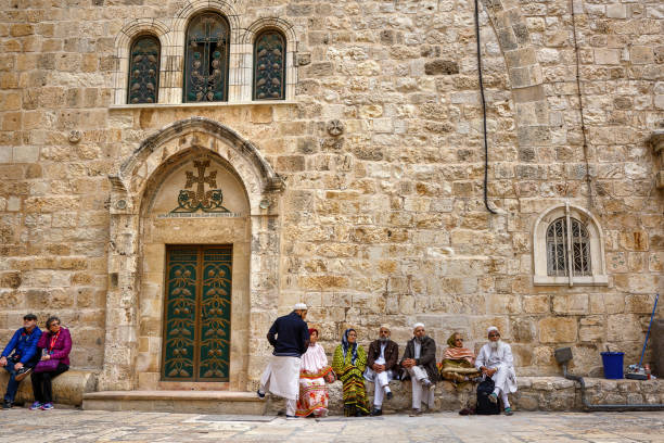 Armenian Chapel of Saint John in the Courtyard (Parvis) of the Holy Sepulchre stock photo