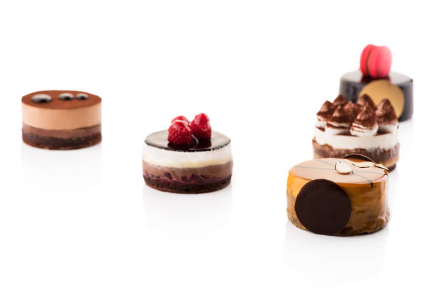 istock Sweet and tasty chocolate cakes on the white background. 666764006