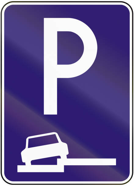 istock Road sign used in Slovakia - Parallel parking on the Pavement 666767092