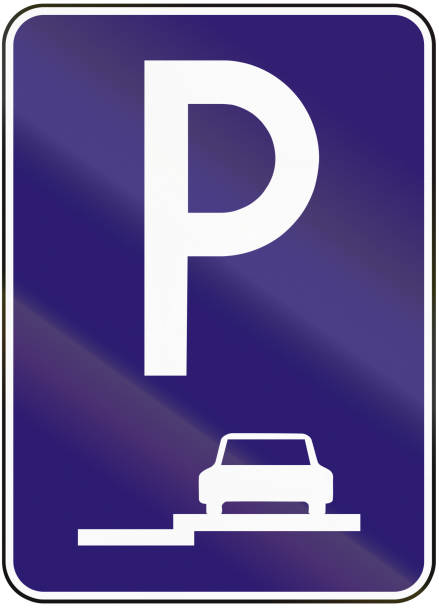 istock Road sign used in Slovakia - Parallel parking on the Pavement 666767252