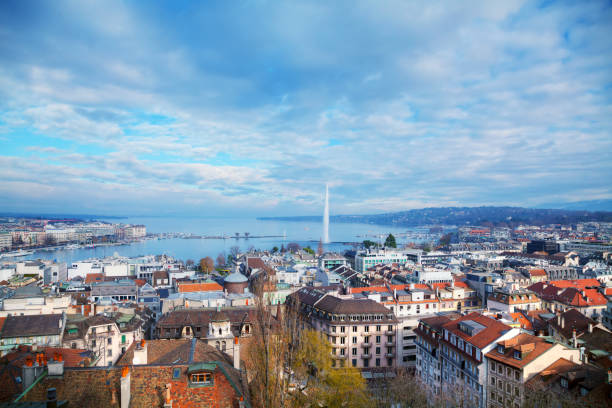 istock Aerial view of Geneva, Switzerland 666775802