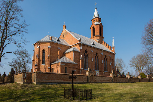 Kernave church in Kernave, Lithuania. Kernave is the historic capital of Lithuania, UNESCO World Heritage Site.