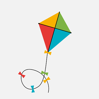 Colorful Kite Icono on Gray Background. Vector Illustration EPS10