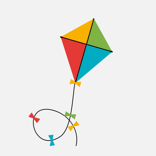 Kite  Icon. Vector Illustratio Colorful Kite Icono on Gray Background. Vector Illustration EPS10 sky kite stock illustrations