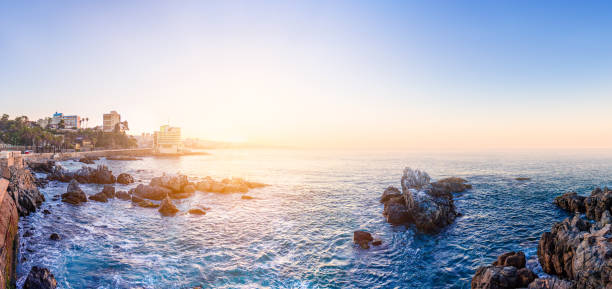 Panoramic view of the coastline in Vina del Mar, Chile