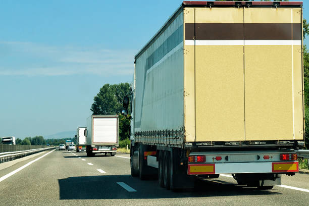 istock Trucks at road in Switzerland 666789506