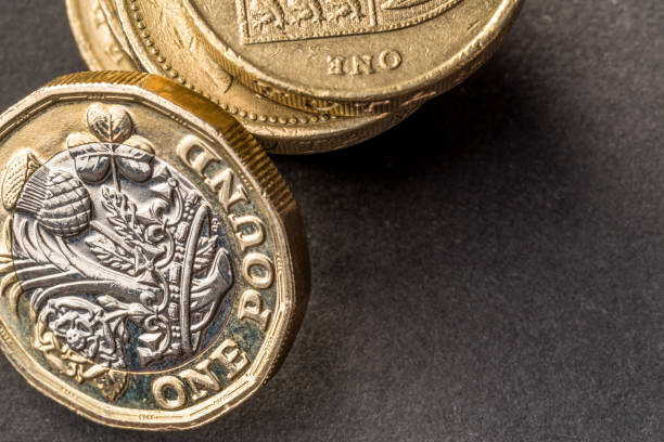istock New british one sterling pound coin on dark background 666798540