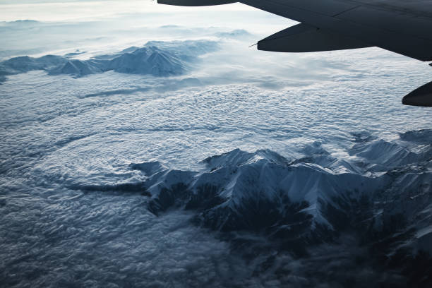 Aerial view from air plane of snow mountains