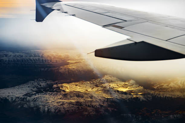Aerial view from air plane of mountains