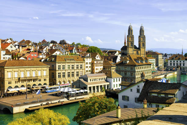 istock Limmatquai with Grossmunster Church Zurich 666801870