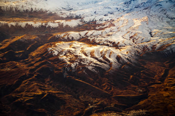 Aerial view from air plane of mountains