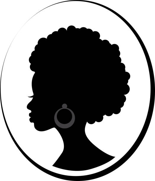 gesicht des afrikanischen schwarzen frau im profil - afro women african descent silhouette stock-grafiken, -clipart, -cartoons und -symbole