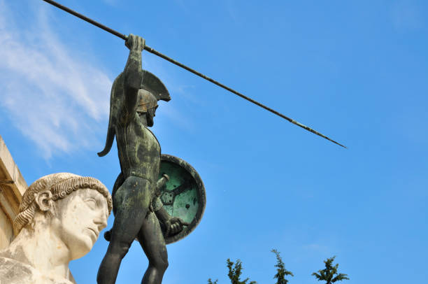 The Victorian bronze Achilles statue known as the Wellington Monument at Hyde Park Corner, London, England,UK, which was sculpted by Richard Westmacott and erected in 1822, as a monument to the Duke of Wellington