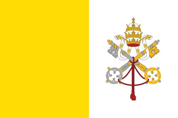 Flag of Vatican City State. Flag of Vatican City State. Papal States - catholic country of Sounhern European. Holy See symbol. Vector icon illustration rome italy sign symbol stock illustrations